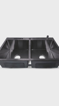 Prm-8448B Lavadero Prime De Acero Inox. Black Doble Poza C/Acces. 84X48X23Cm - Fratelli