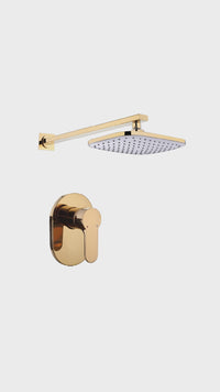 Mezcladora Monoc.Minimalista Canopla Ovalada + Cabeza De  Ducha  6023  Sands  Bronce Gold - Fratelli Premium