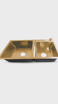 Prm-7843G Lavadero Prime De Acero Inox. Gold Doble Poza C/Acces. 78X43X23Cm - Fratelli