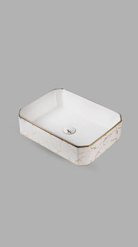 Bowl Loza (169) Mod. Rectangular Blanco C/Dorado 50X37X13 - Fratelli