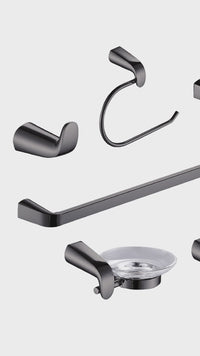 Set P/Baño 6 Pzas 0700-6 Base Circular Gun Grey- Fratelli
