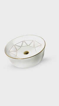 Bowl Loza (172) Mod. Circular Blanco C/Dorado 41X41X15 - Fratelli