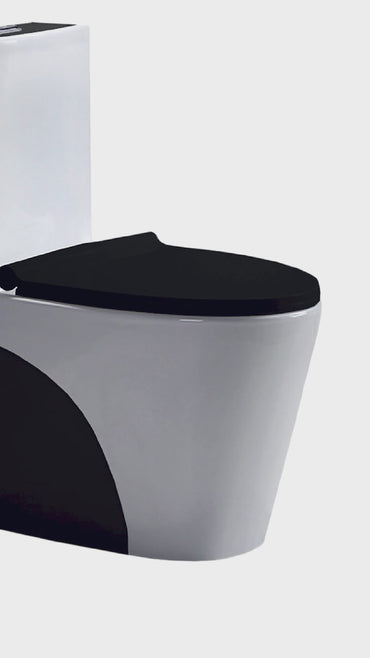 Inodoro One Piece Blanco C/Negro Minimalista 8616 (70X40X78)+ Tapa Asiento y Acces. Fratelli