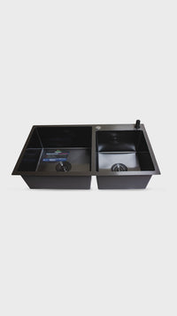 Lavadero P/ Marmol Doble Poza 82X45X23Cm Nano Black Infinity Premium - Fratelli
