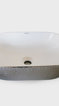 Bowl Loza (153) Mod.Rectangular  Blanco C/Plateado Granito 45X33X13.5 - Fratelli
