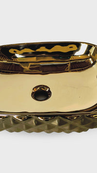 Bowl Loza (402-G) Mod. Rectangular Dorado Diamante 48X35.X5X13.5 - Fratelli