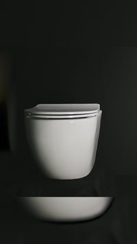 Inodoro Flotante Luna Redondo Blanco + Tapa De Asiento  (480X360X370) - Fratelli Premium