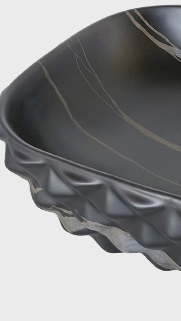 Bowl Loza (402-1) Mod. Rectangular Marmoleado Negro C/Marron Diamante 48X35.5X13.5 - Fratelli
