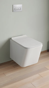 Inodoro Flotante Luna Cuadrado Blanco + Tapa De Asiento  3020(520X345X360) - Fratelli Premium