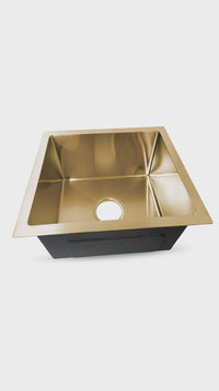 Prm-4339G Lavadero Prime De Acero Inox. Gold C/Desague Y Canastilla 43X39X23Cm - Fratelli