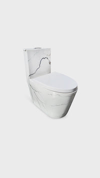 Inodoro One Piece + Tapa Asiento Y Acces. Minimalista Marmoleado Blanco C/Negro 8616M (67.5X38X77) Fratelli