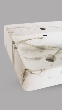 Bowl Loza (196A-1) Mod. Cuadrado  Marmoleado Negro C/Blanco 51X43X13 - Fratelli