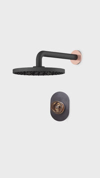 Mezcladora Rio Series P/Ducha (Brazo 35 Cm &amp; Cabeza 20Cm ) Goldenrose/Black - Fratelli