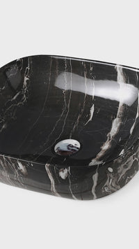 BOWL LOZA (A0056) MOD.CUADRADO MARMOLEADO NEGRO 50X40X14.5 FRATELLI