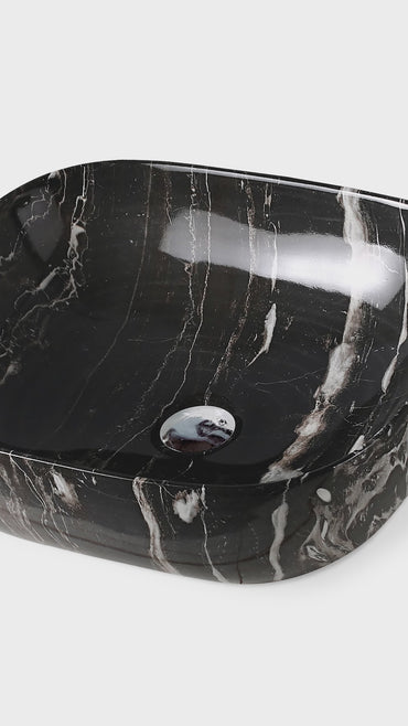 BOWL LOZA (A0056) MOD.CUADRADO MARMOLEADO NEGRO 50X40X14.5 FRATELLI
