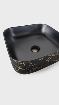 Bowl Loza (150) Mod. Cuadrado Negro Matte C/Beige 39X39X14 - Fratelli