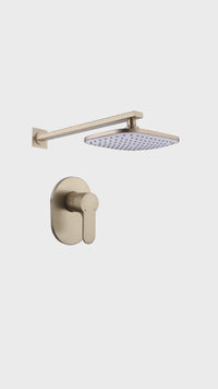 Mezcladora Monoc.Minimalista  Canopla Ovalada+ Cabeza De  Ducha 6023  Sands  Bronce Satin Gold - Fratelli Premium